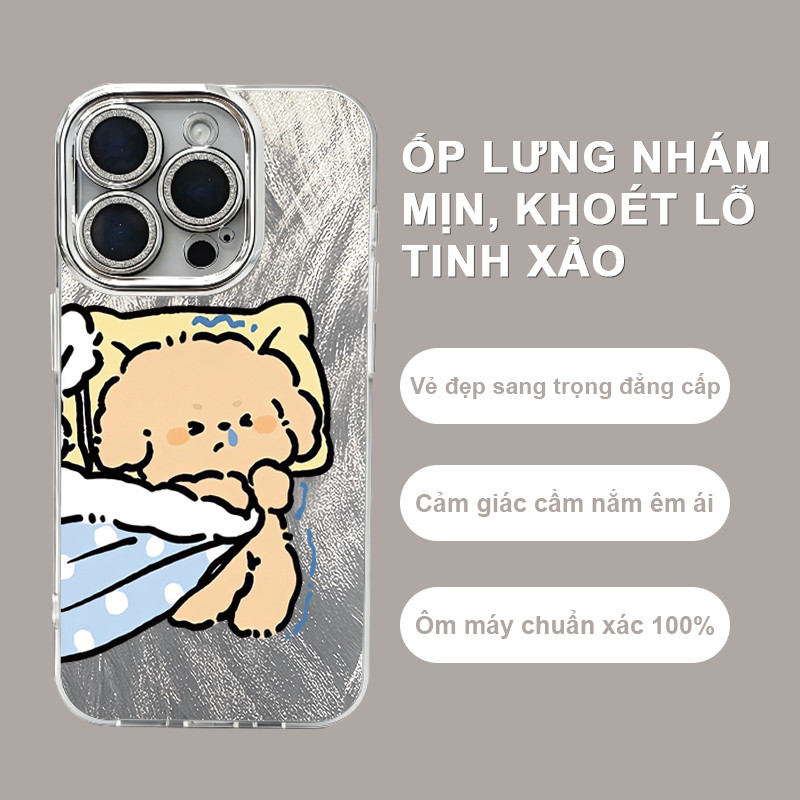 Ốp Lưng iPhone Chó Nằm Gối Màu Vàng Dễ Thương,Hoạt Hình,Bảo Vệ Camera  iP 11/12/13/14/15/16/17/Plus/