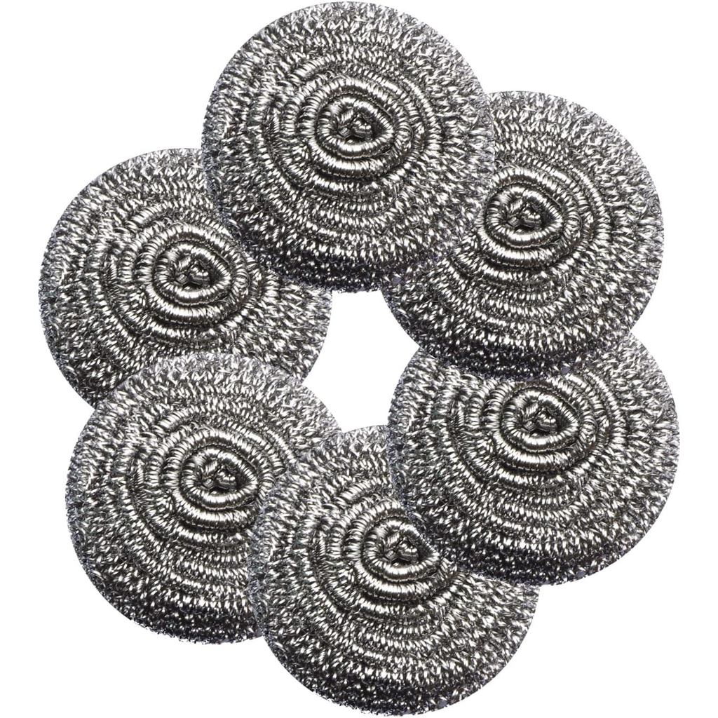 6Pcs Steel Wool Scrubbers - Flexible Scrubber Pads for Cleaning Dishes, Pots, Pans, Grills and Sinks