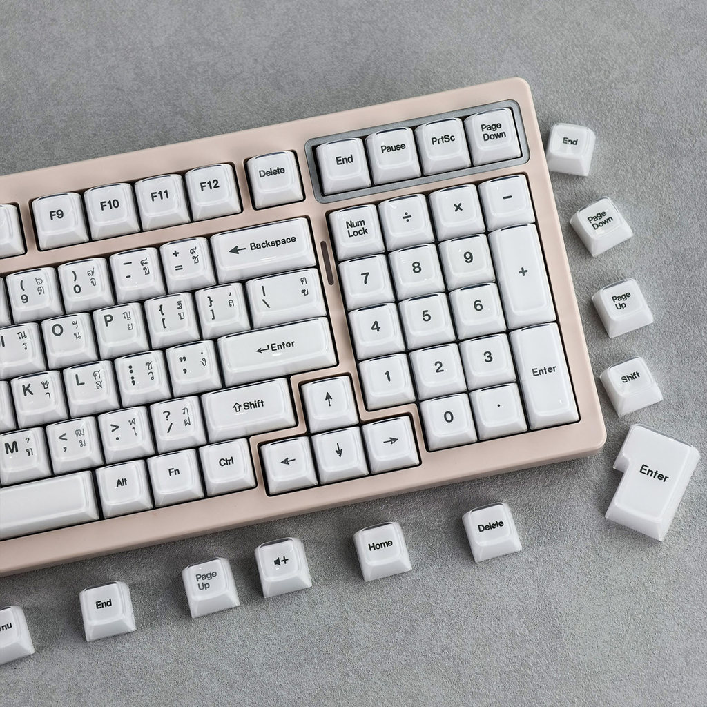 【 EN / KR / TH / RU 】 MAIMOOO Pha Lê Pudding Keycap 132 Phím Tương Tự SA Profile PC PBT Pink Jelly T
