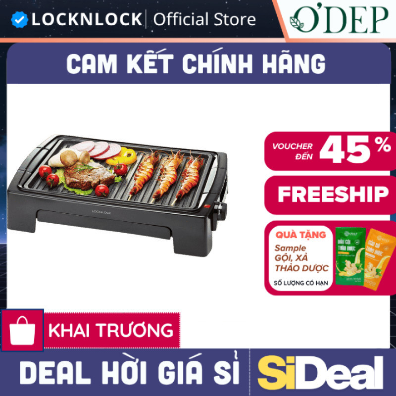 Bếp nướng điện không khói LocknLock Chính hãng EJG232 - Bảo Hành 24 tháng - SIDEAL SIL