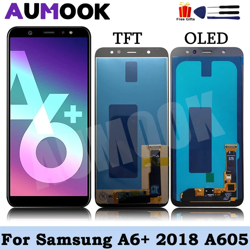 OLED cho màn hình LCD A6 + 2018 Lắp ráp màn hình cảm ứng kỹ thuật số cho Galaxy A6 + 2018 A605 A605G