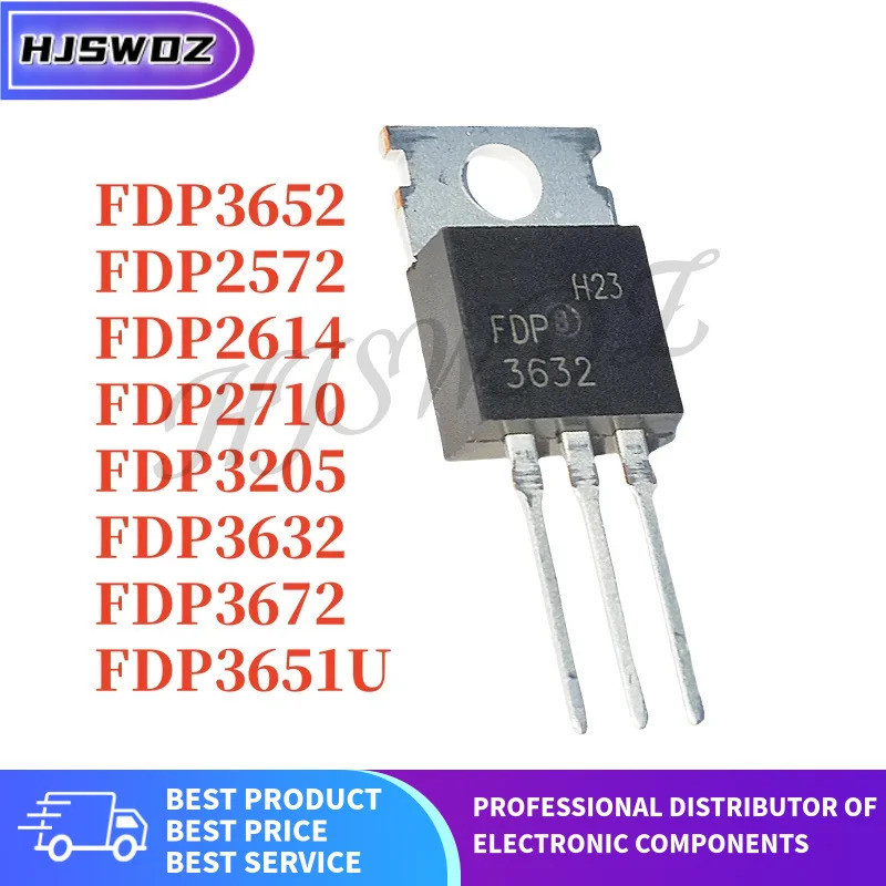 10 CÁI FDP3652 FDP2572 FDP2614 FDP2710 FDP3205 FDP3632 FDP3672 FDP3651U TO-220 MOSFET trường hiệu ứn