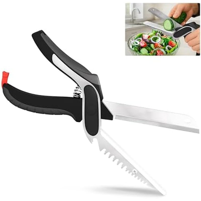 2 in 1 Kitchen Scissors for Food – Stainless Steel Blade & Plastic Cutting Board Scissors with Safet