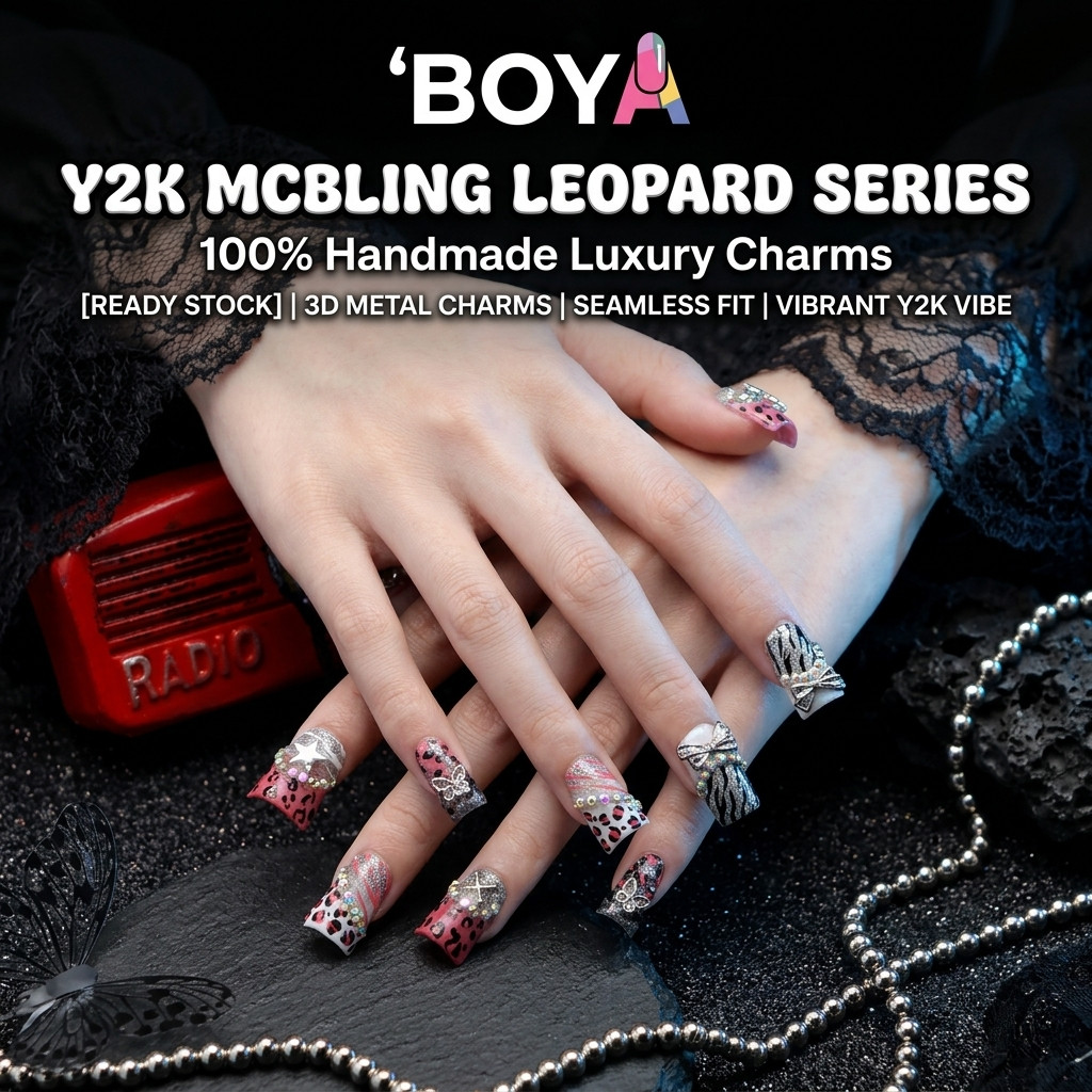 [Hàng có sẵn] 100% Handmade Leopard Print Press on Nails Y2K Star Butterfly Nails