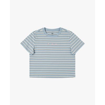 LEE - Áo croptop nữ cổ tròn tay ngắn kẻ sọc_LWT012527210993-A09726