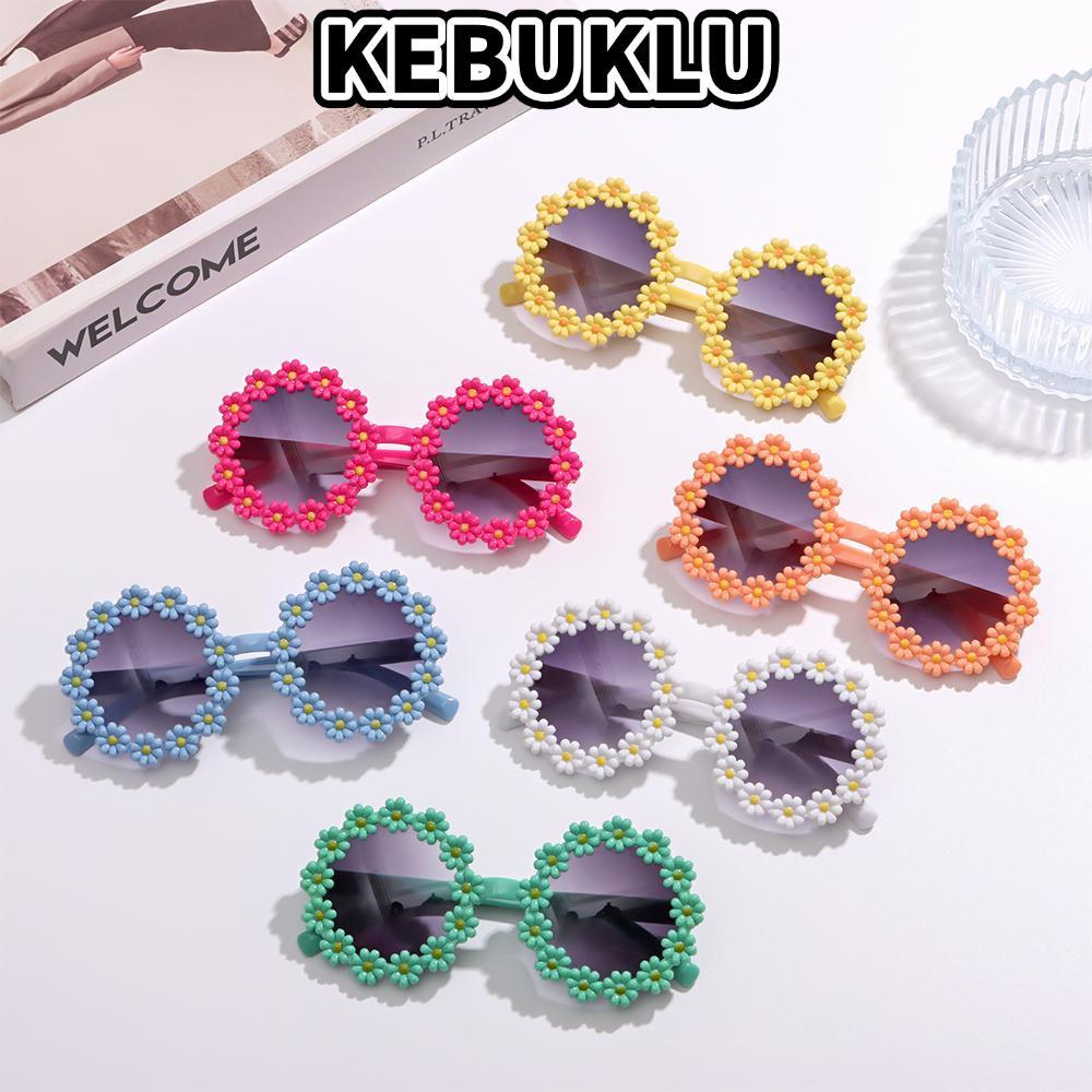 KEBUKLU Kids Daisy Sunglasses Party Girls Novel Festival Round Frame