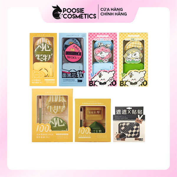 [Ủy quyền Amortals] Set Bông Mút Amortals 100 Powder Puff Suit Extra Box (Size XL) Puppy, Hộp mút am