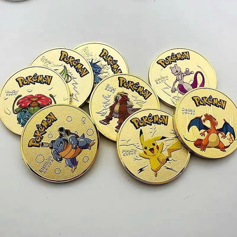 2025 Sản phẩm mới Pokemon Đồng xu kỷ niệm Pokemon Pokemon Pokemon Pikachu Đồng xu vàng Pokémon Coin2