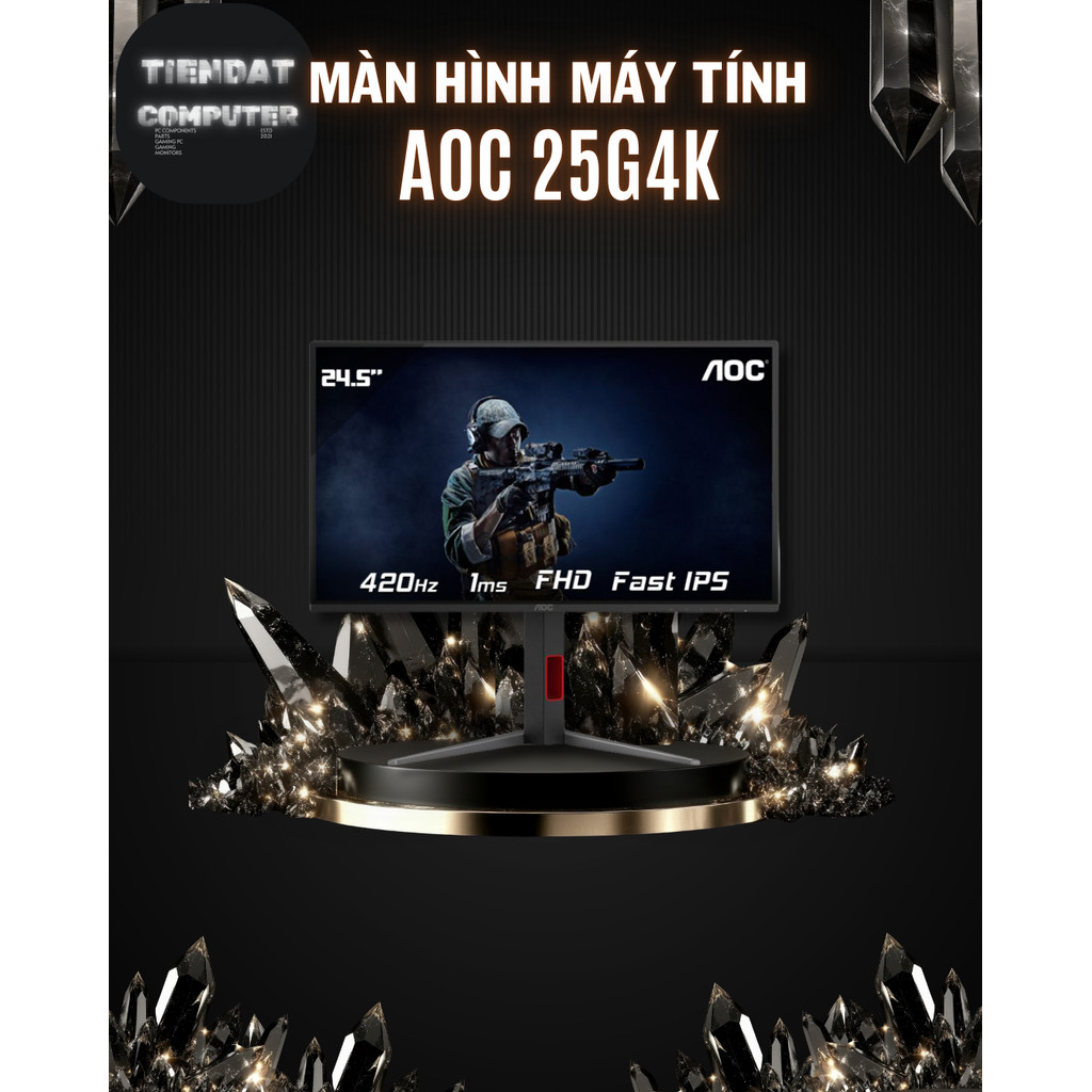 Màn Hình AOC 25G4K 25 Inch 4K, Tần Số Quét 144Hz – Gaming, Cường Độ Cao