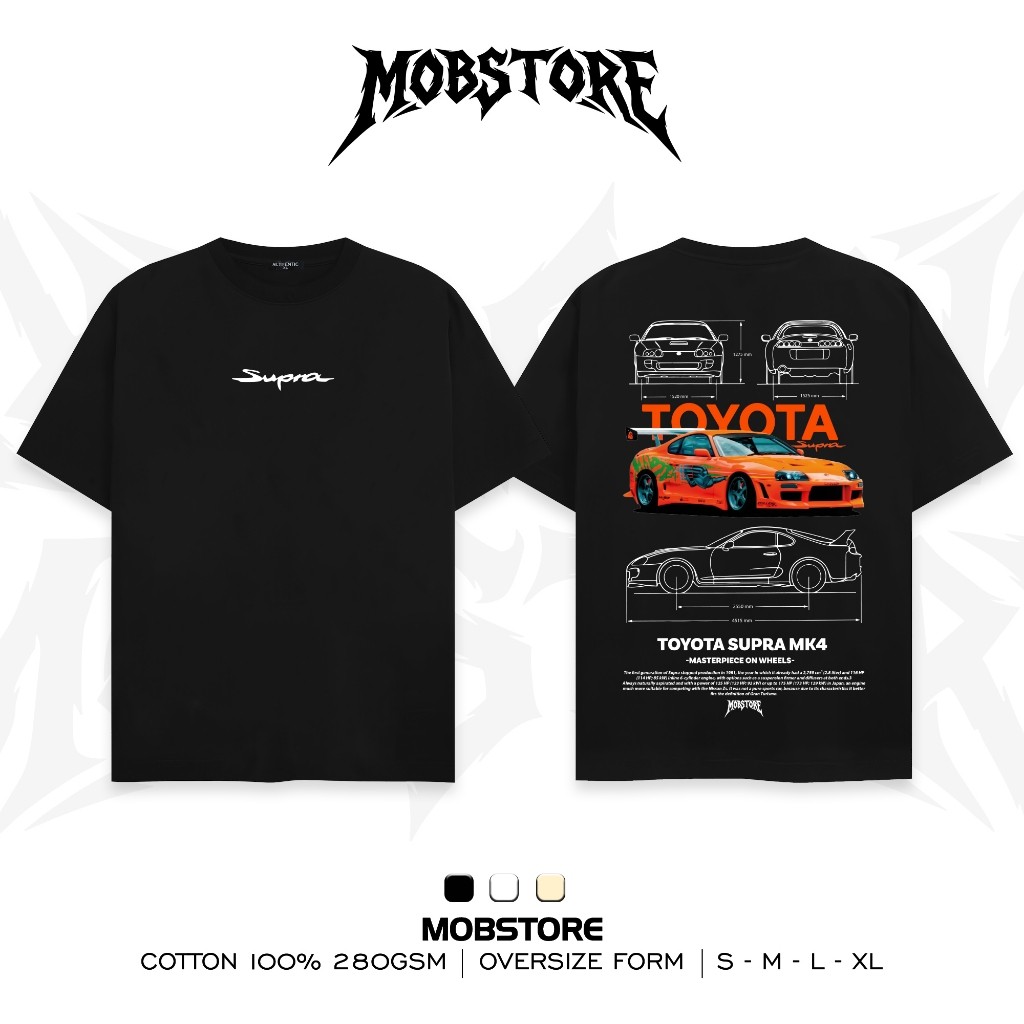 Áo Thun Supra MK4 Blueprint Racing Form Rộng Unisex Cotton Cao Cấp Dày Dặn  - MOB STORE