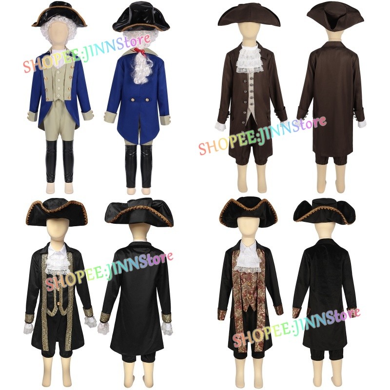 -JINN-Kids Bộ đồ tổng thống George Washington Trang phục hóa trang Trường biểu diễn Sự kiện Trang ph