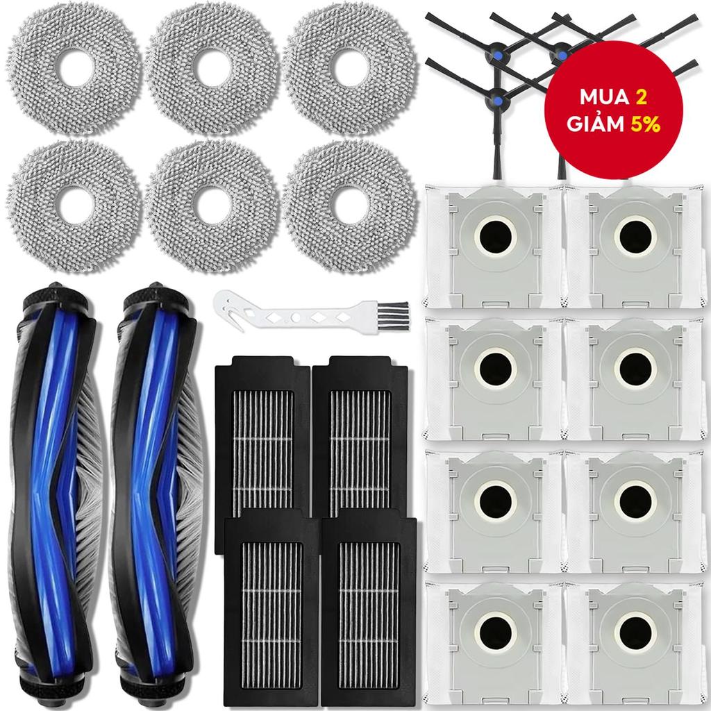Bộ phụ kiện thay thế AA tương thích với Robot hút bụi Ecovacs Deebot T50 Pro Omni/T50 Omni/T50 MAX P