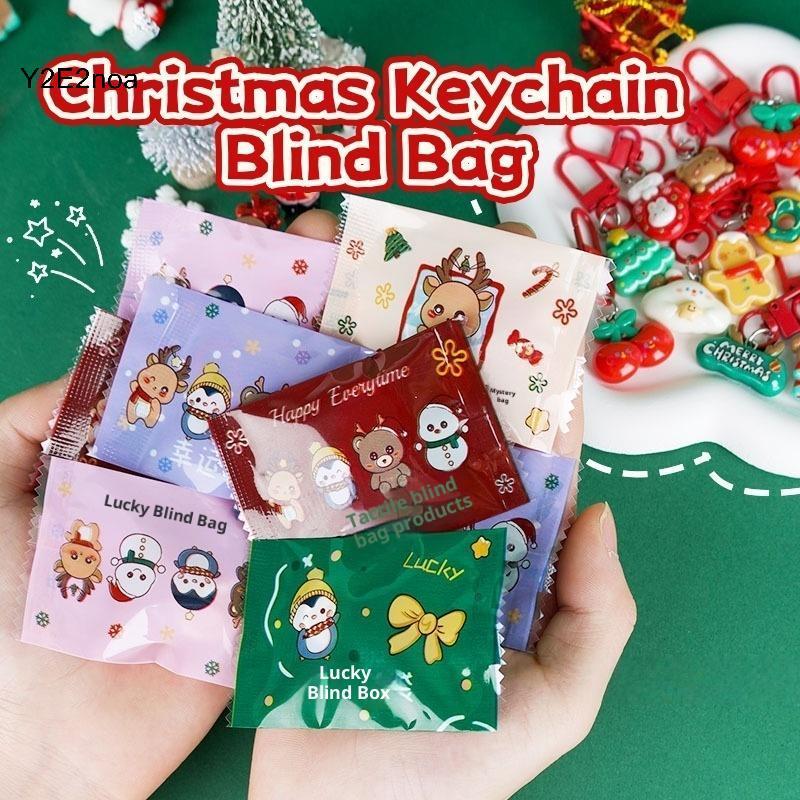 Y2E2noa 5 / 10 Chiếc Giáng Sinh Mù Túi Móc Khóa Ông Già Noel Dễ Thương Nai Sừng Tấm Người Tuyết Mặt 