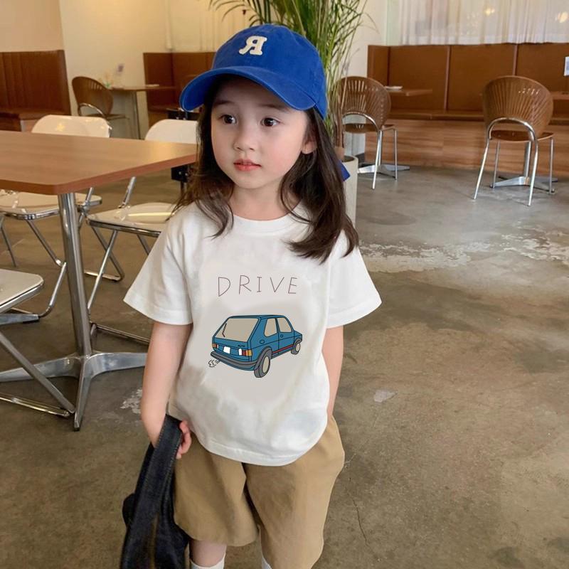 ngan phuong Han lelaki kanak, ao mo thun ngan, phong cach Xe Hơi, ao cotton, ao Hoạt Hình