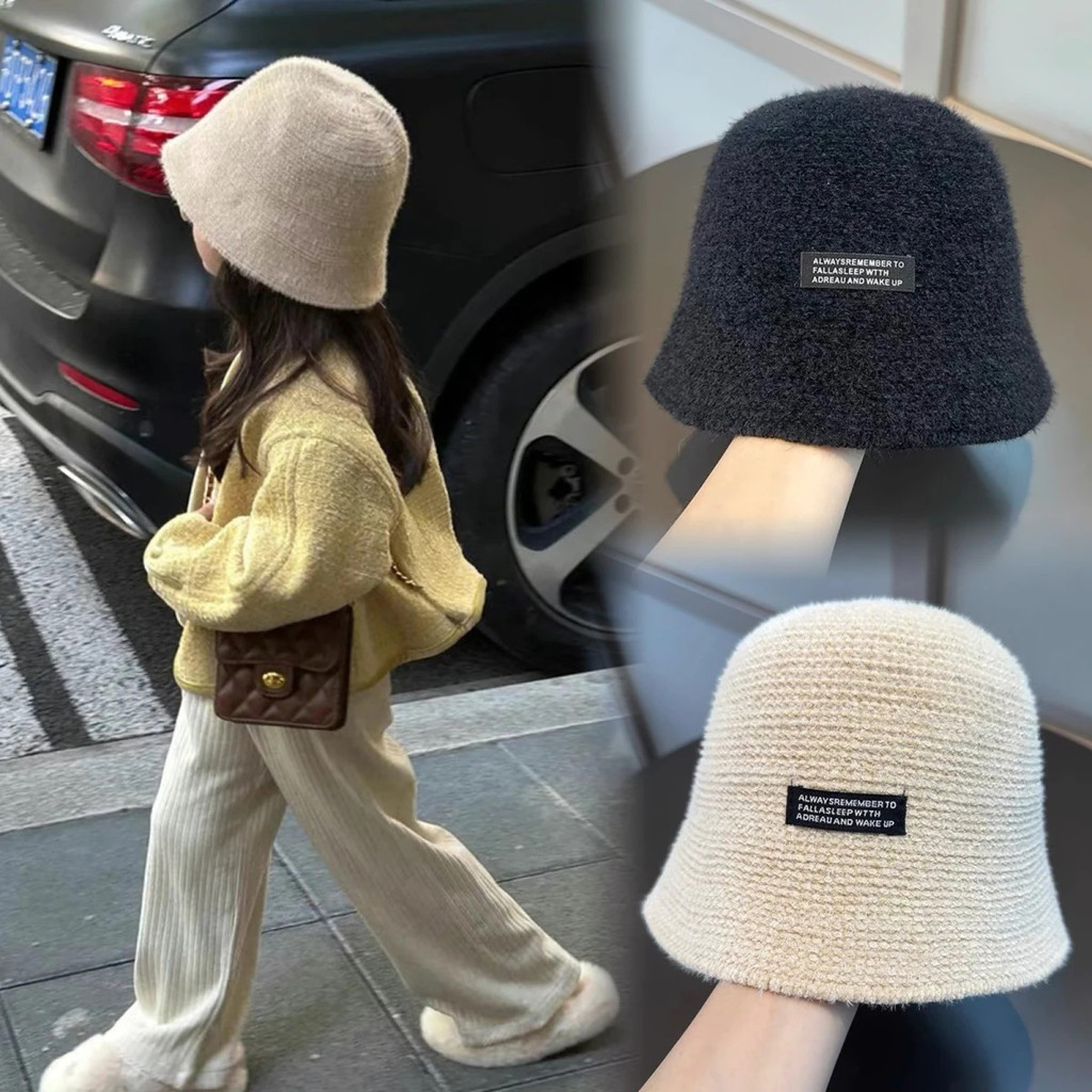 Mũ cá sấu cho bé gái mùa thu đông mới phong cách đa năng mũ xô đen mũ cá sấu mẫu giáo mới