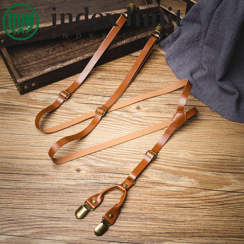 Suspenders cho nam, dây da đen 1.5cm, phong cách retro Anh thời trang