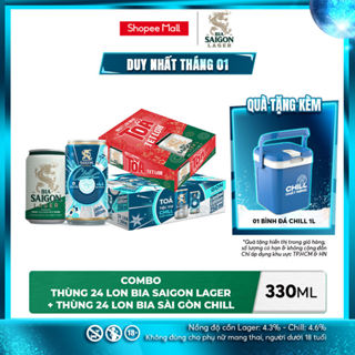  Nồng Độ Cồn 4.3% - Combo 1 Bia Saigon Lager 330ml + Nồng Độ Cồn 4.6% - 1 Bia Sài Gòn Chill 24 Lon 250ml 