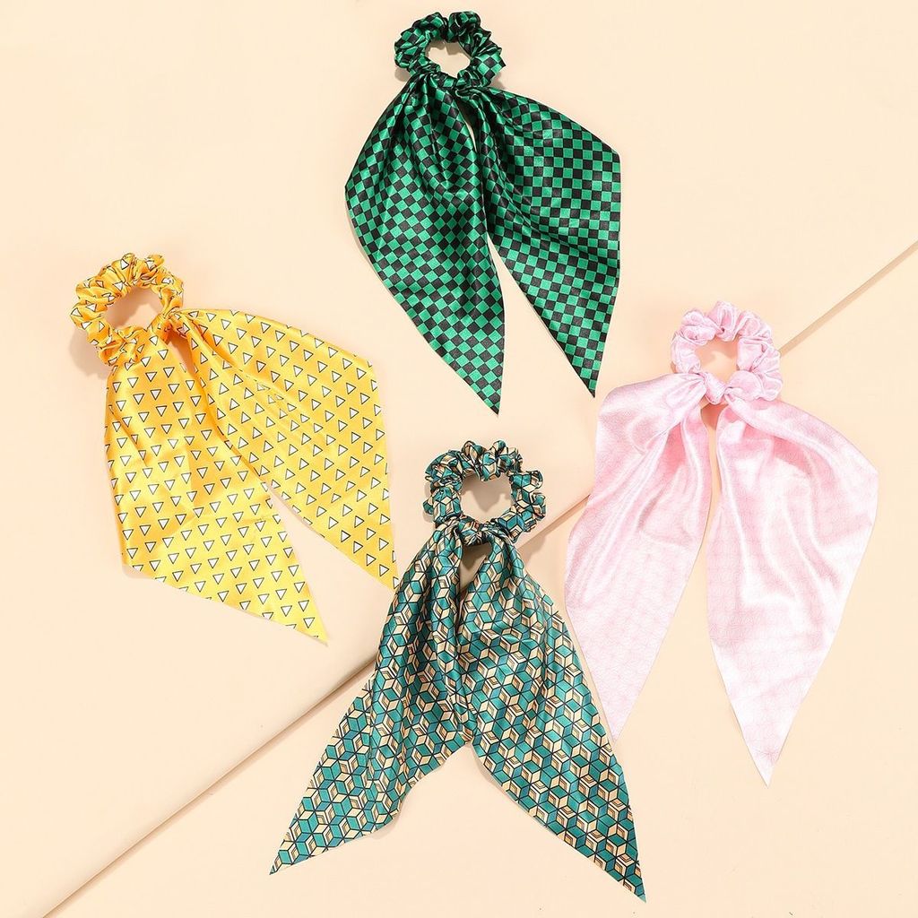 Demon Slayer Scrunchie Tóc Cho Tân Bàn, Dây Cao Su Cho Tóc Tanjirou và Nezuko