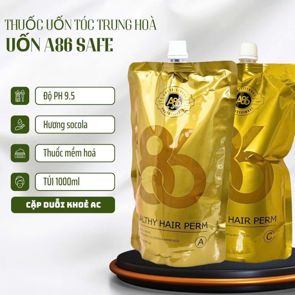 Uốn duỗi A86 vàng KHỎE thông minh 1000ml SÓNG CĂNG, NHẸ MÙI, HƯƠNG CÀ PHÊ