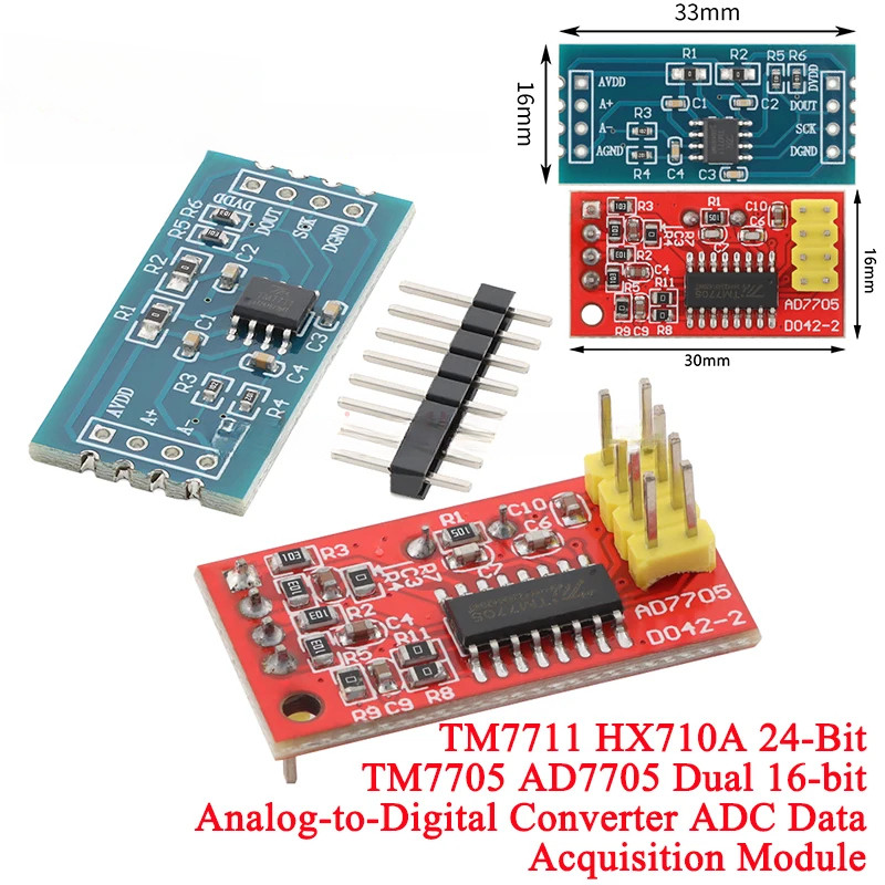 5-10 chiếc AD7705 Dual 16 bit TM7711 24-bit ADC Thu thập dữ liệu Mô-đun Đầu vào Tăng khả năng lập tr