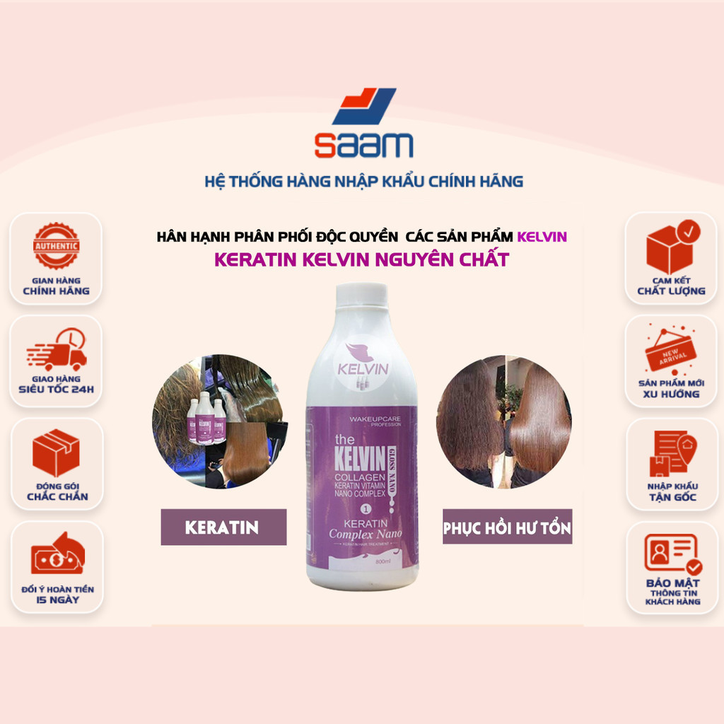 [CHÍNH HÃNG] Keratin Nguyên Chất Kelvin 800ml – Phục Hồi Tóc Hư Tổn, Tóc Tẩy Khô Xơ, Bông Xù, Mỏng Y