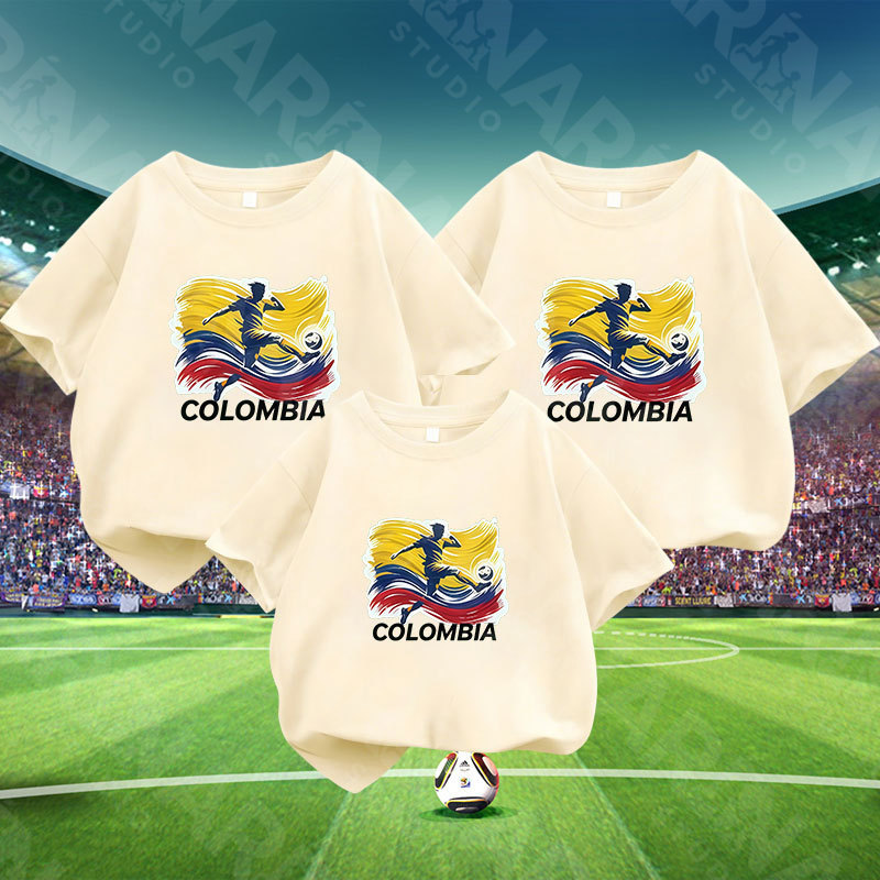 & COD RINASTUDIO 2026 Bộ sưu tập World Cup dành cho gia đình bóng đá Bộ áo thun ngắn tay cổ tròn Cot