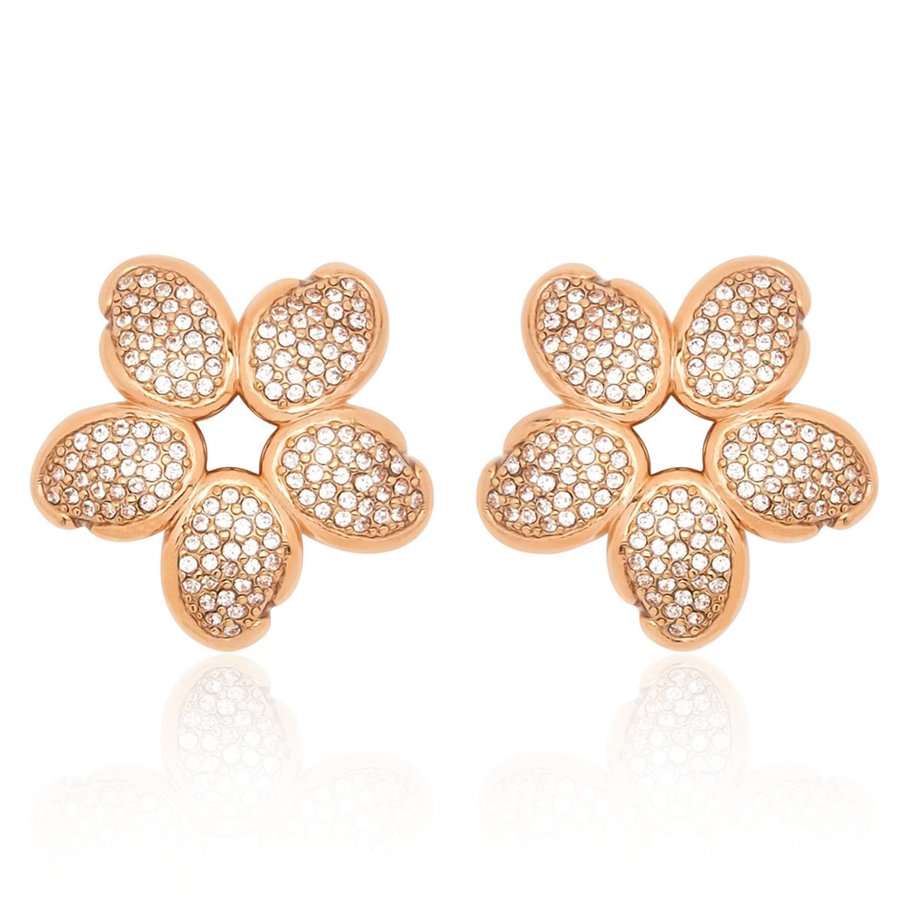 ZUHQ French vintage style Oscar flower earrings oscar Fashionable four-leaf clover design earrings
