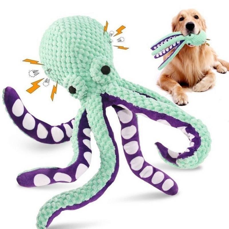 Dog Octopus Plush Toy Sound Interactive Relieving Stuffy Accompany Pet Small, Medium and Large Dogs 
