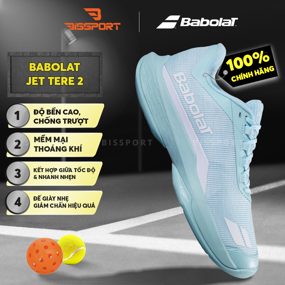 Giày Pickleball/Tennis BABOLAT JET TERE 2 ALL COURT WOMEN Xanh Hồng SKY Chính Hãng - Đế Siêu Bám - C