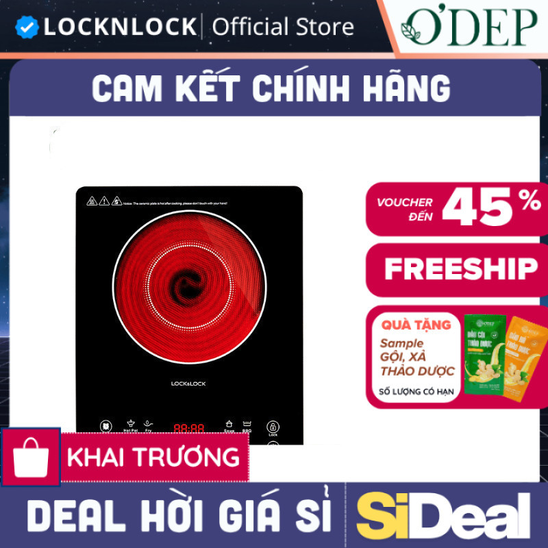 Bếp hồng ngoại LocknLock 2000W Chính hãng cảm ứng đa năng, khóa an toàn trẻ em EJI421 - SIDEAL SIL