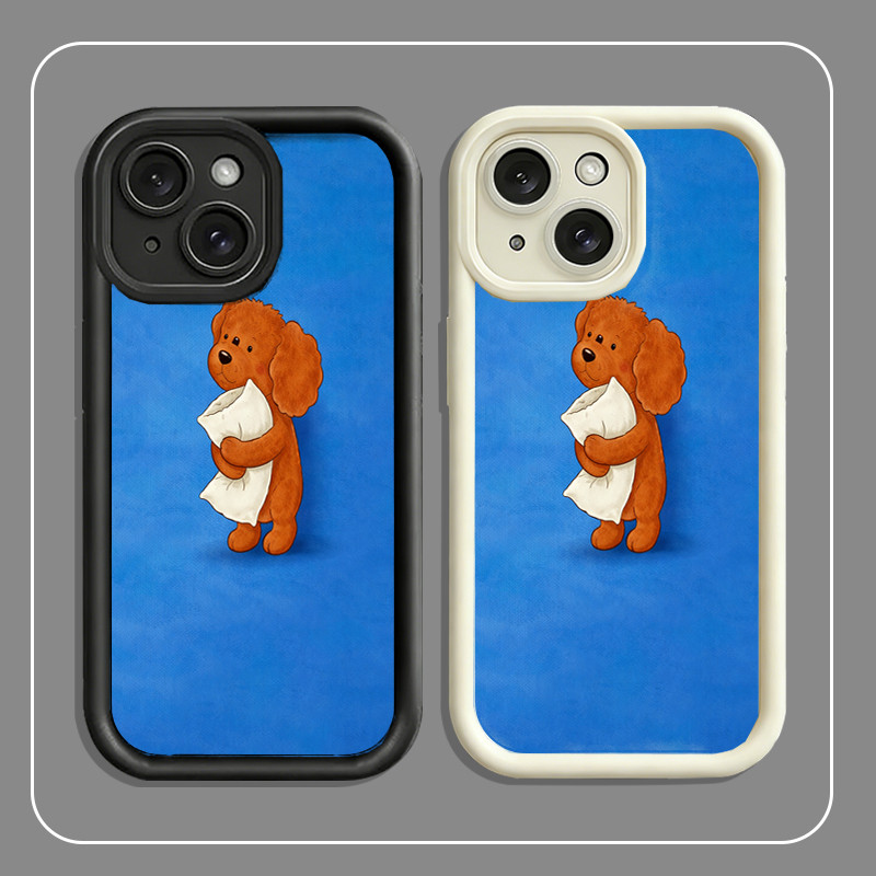 Ốp Lưng iPhone Chú Chó Ôm Gối Ngộ Nghĩnh Dễ Thương,Bảo Vệ Camera  iP X/XS/XR/11/12/13/14/15/16/17/Pl