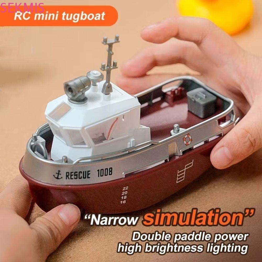 Tàu điều khiển từ xa SEKMIS, Đèn LED tỷ lệ 1: 32 RC Tugboat, Quà tặng sinh nhật Đồ chơi mô hình lâu 