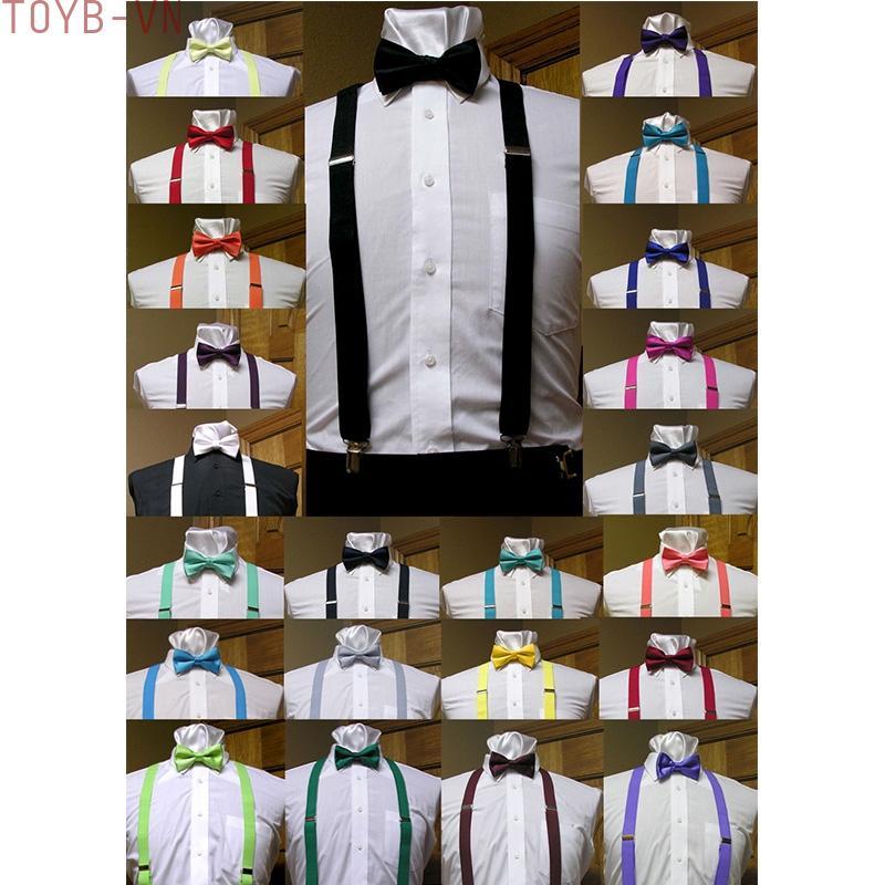 【TOYBOX】Elegant Men's Matching Suspenders Braces&Bow Tie Combo Sets for Formal Events
