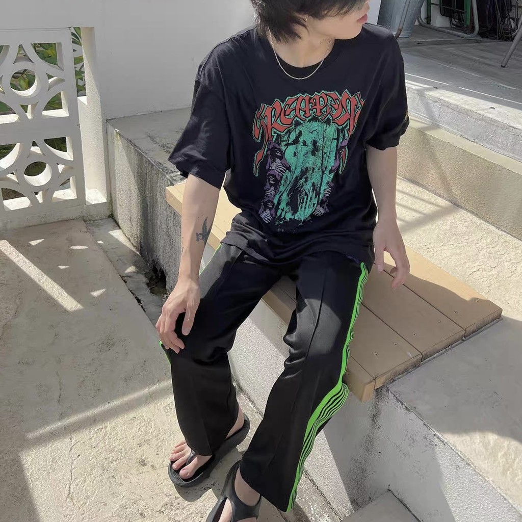 FEOX Needles track Joint Name STUDIOUS Loose-fitting high street fashion unisex black pants