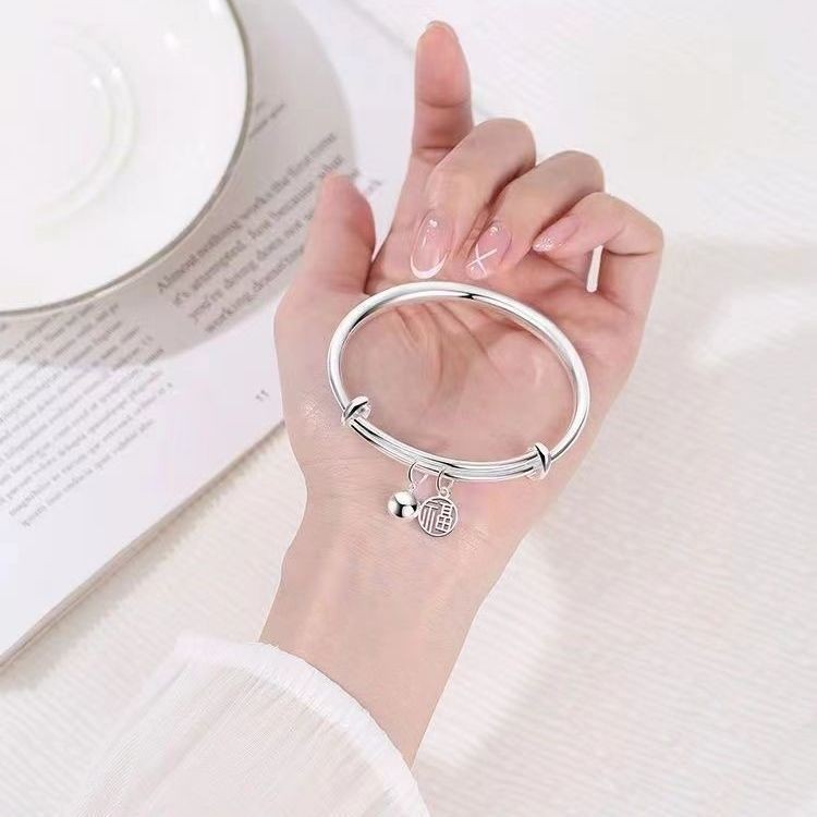 Vòng đeo tay chuông may mắn được mạ bạc S999, cao ❈ ❈ ❈ ❈ ❈ ❈ s999