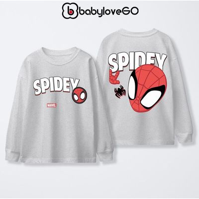 Áo thu đông cho bé trai BabyloveGO BST áo Spider Man cổ tròn bo tay chất thun cotton cho bé 1 đến 10 tuổi