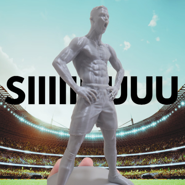 Tượng mô hình CR7 Cristiano Ronaldo Siuuu | Mô hình trang trí 15cm in 3D PLA có bệ đứng