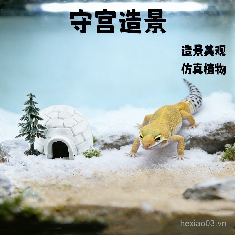 Gecko Cảnh Quan Giáng Sinh Mô Phỏng Igloo Mini Igloo Cây Giáng Sinh Bầu Trời Lông Mi Da Báo In Leo T