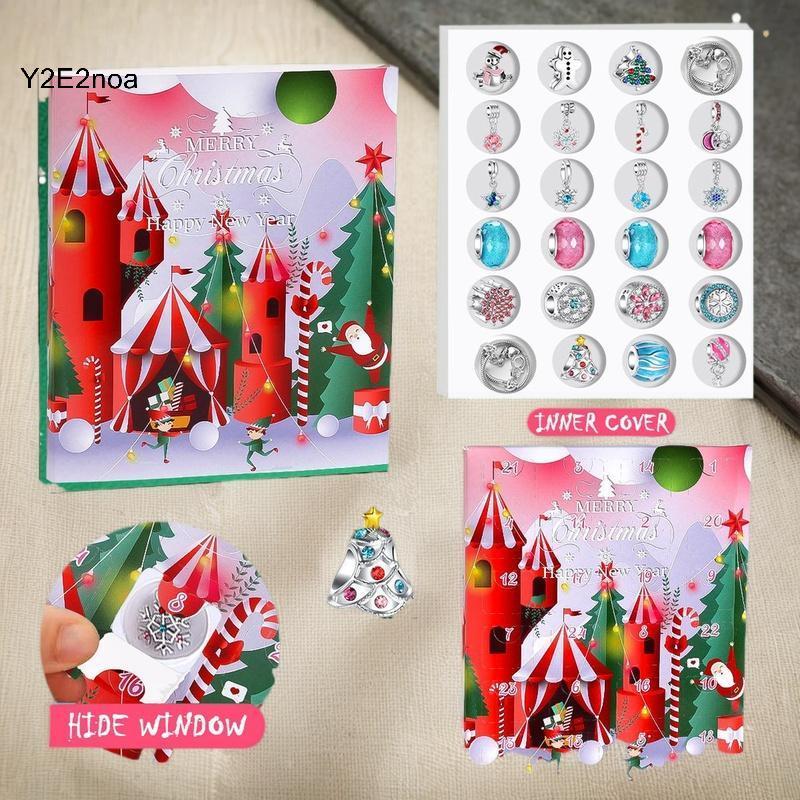 Y2E2noa 2025 Giáng Sinh Mùa Vọng Lịch Xmas Sáng Tạo DIY Đính Hạt Hợp Kim Trang Sức Ông Già Noel Mù H