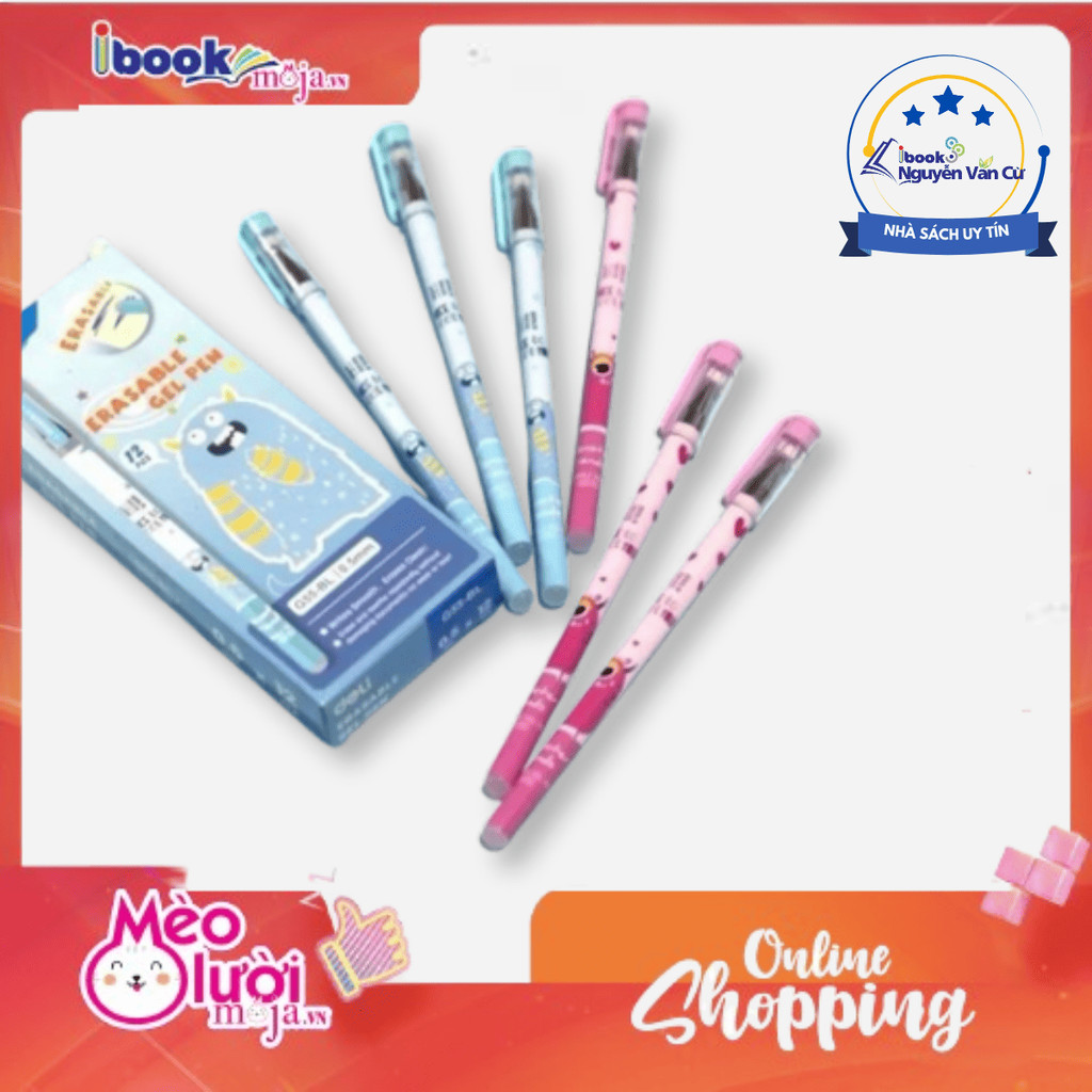 Bút Gel Xóa Được Deli G55 0.5mm Có Nắp Xanh/Tím – Xóa Sạch Không Rách Giấy