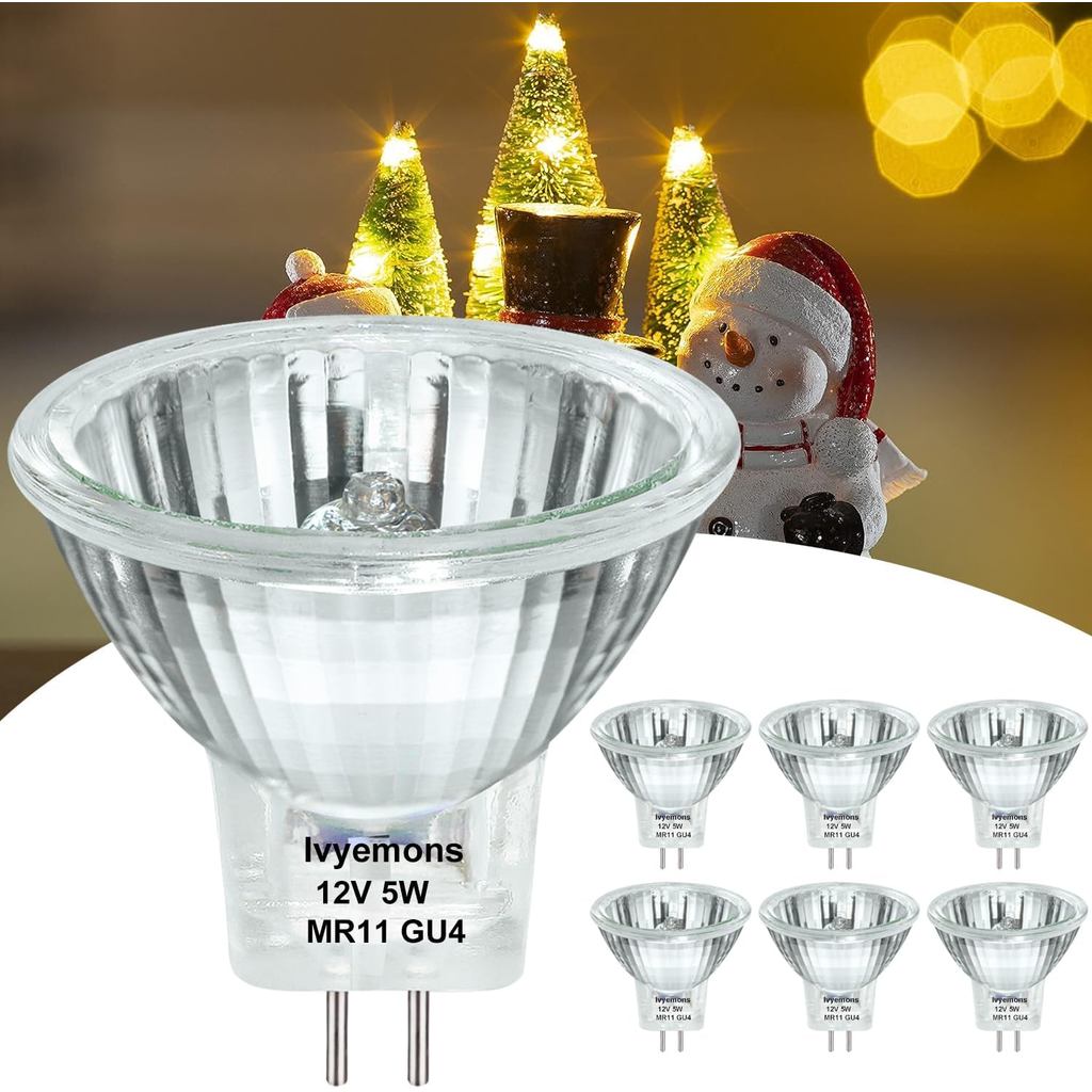 Bóng đèn Halogen FTD GU4 MR11 12V 5W, 6 gói 2800k Bóng đèn sợi quang màu trắng ấm Mr11, Bóng đèn MR 