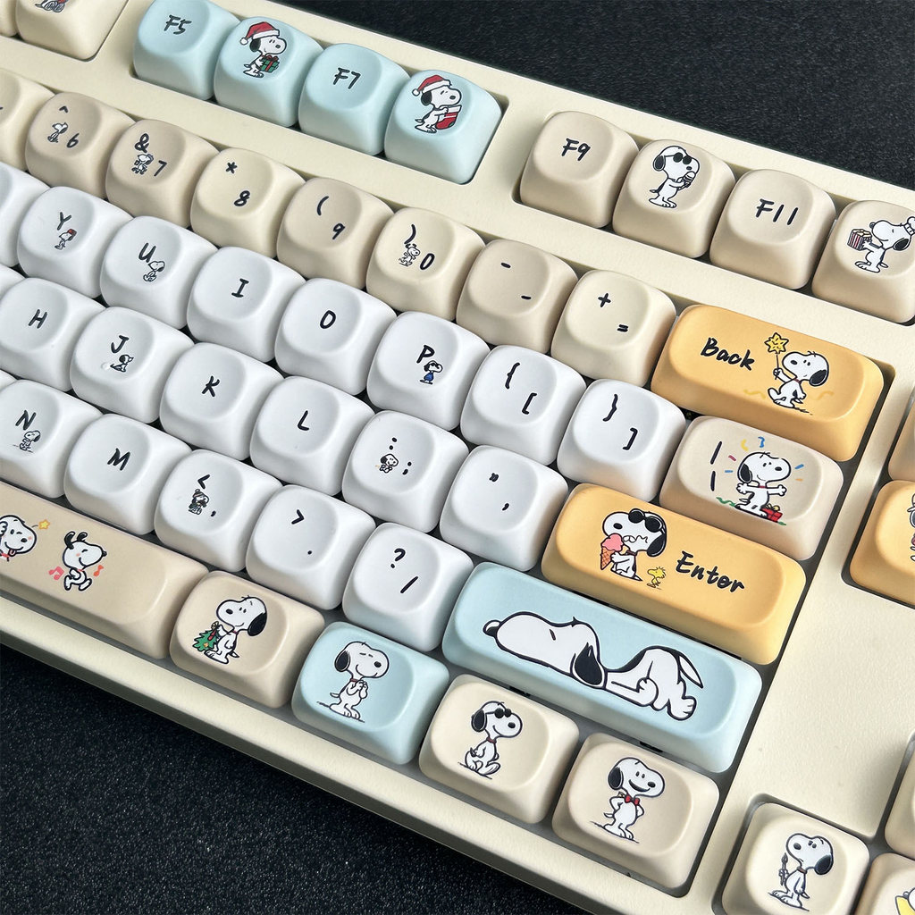 MAIMOOO Snoopy Keycap MOA Profile 130 Phím PBT Dye Thăng Hoa Aula F75 F99 RK100 Keycaps Cơ Hình Tròn
