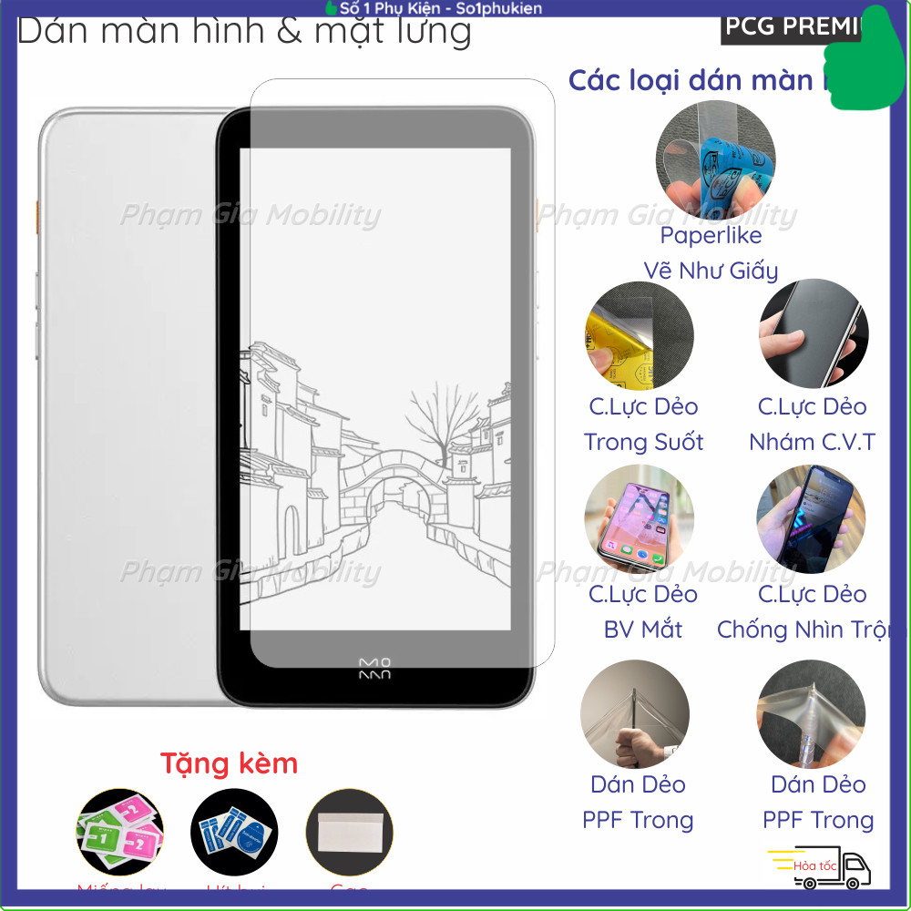 Dán màn hình máy đọc sách Xiaomi Moaan Inkpalm 5 Pro/ Mix 7/ Plus Mini Gen 3 loại Paperlike, nano dẻ