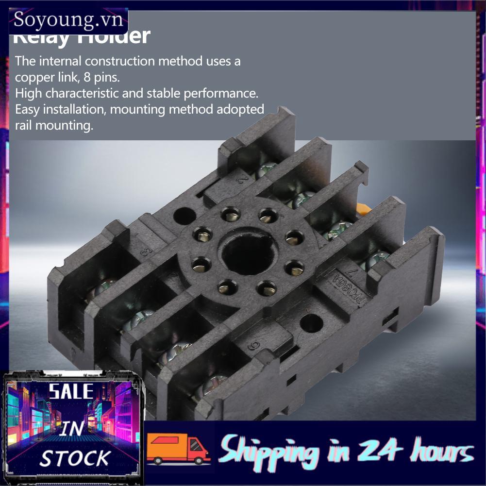 Soyoung Giá đỡ rơle PF085A 300V 7A 8Pin Đế ổ cắm điện gắn trên ray