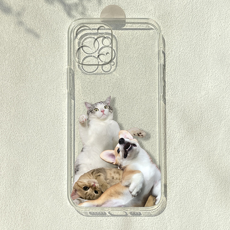 Chó Mèo Vui Thích Hợp Cho Apple 15 / 14 Huawei Xiaomi 12spro / vivos17 OnePlus 89 Ốp Điện Thoại Tron