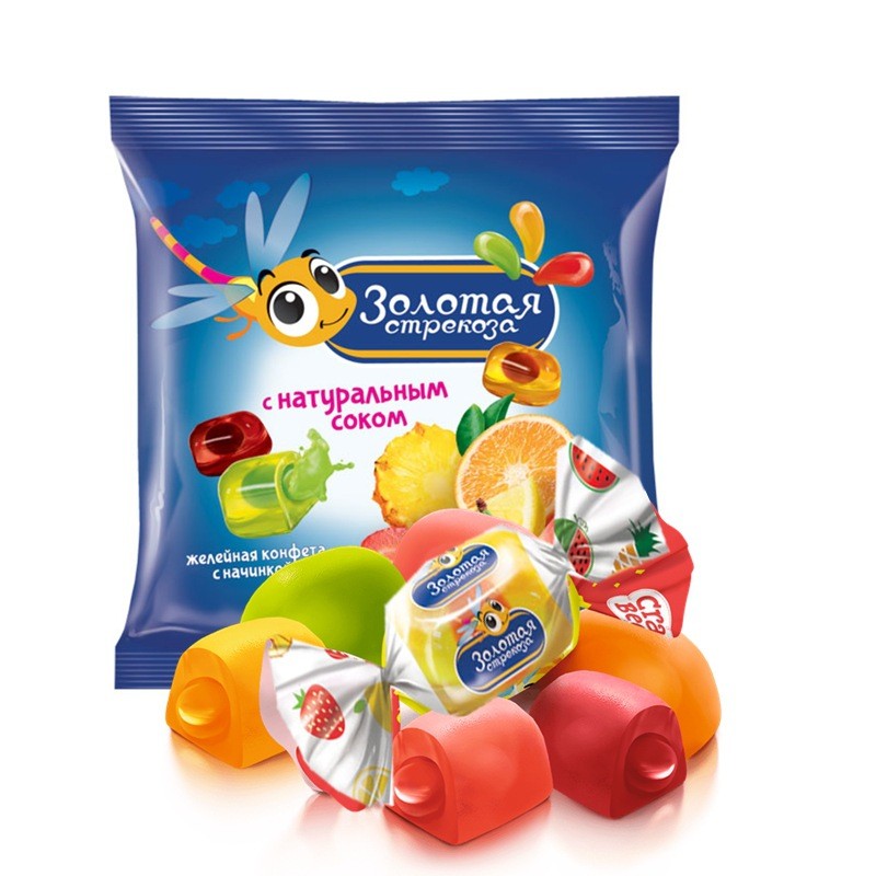 Nga KDV Little Bee Golden Dragonfly Filled Gummy Fruit Candy Juice Flowing Gummy Wedding Candy qq Ca