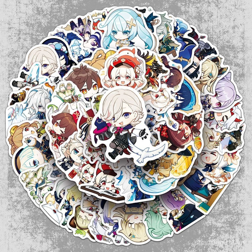 50 Tờ Phiên Bản Yuanshen Graffiti Dán Hoạt Hình Trò Chơi Dễ Thương Ngoại Vi Trang Trí Cốc Nước Dán G