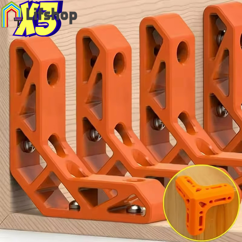 Niềng răng góc chế biến gỗ | Giá đỡ PLA màu cam cho kệ / khung / tủ, tùy chọn 3 lớp với công cụ cố đ