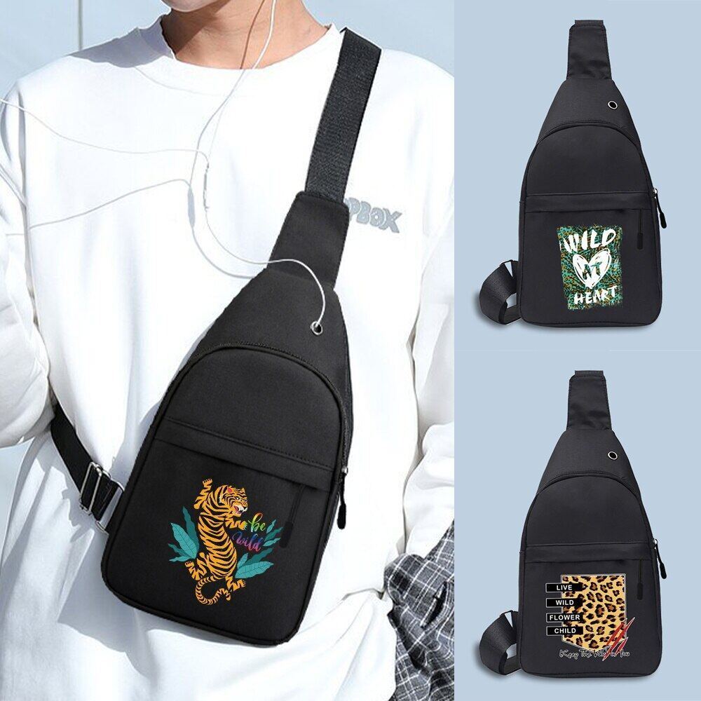 HOT Chest Bags Men's Crossbody Bags Chest Pack with USB Charging Earphones Cable Hole Backpack Women