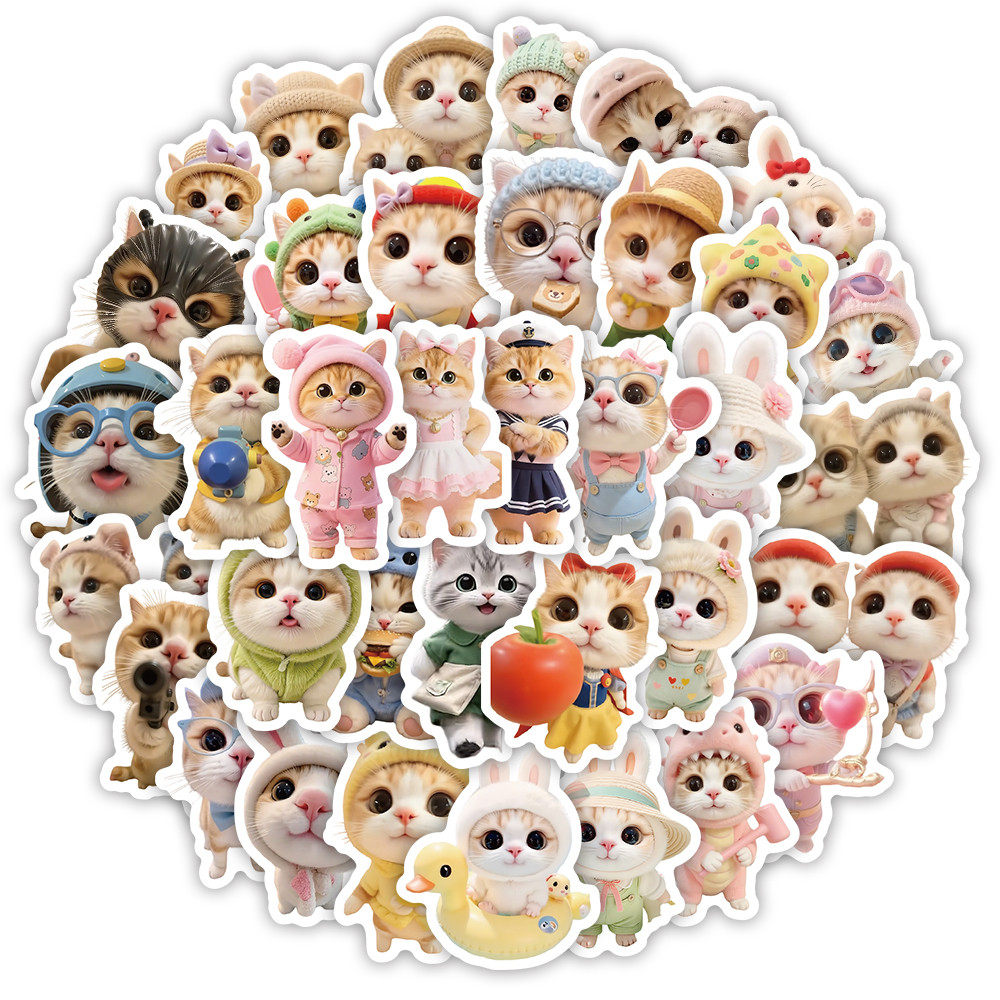 Gói nhãn dán 70 mảnh Nihao Kitten - Tôn trang họa tiết mèo đáng yêu cho đồ thủ công DIY & gói quà